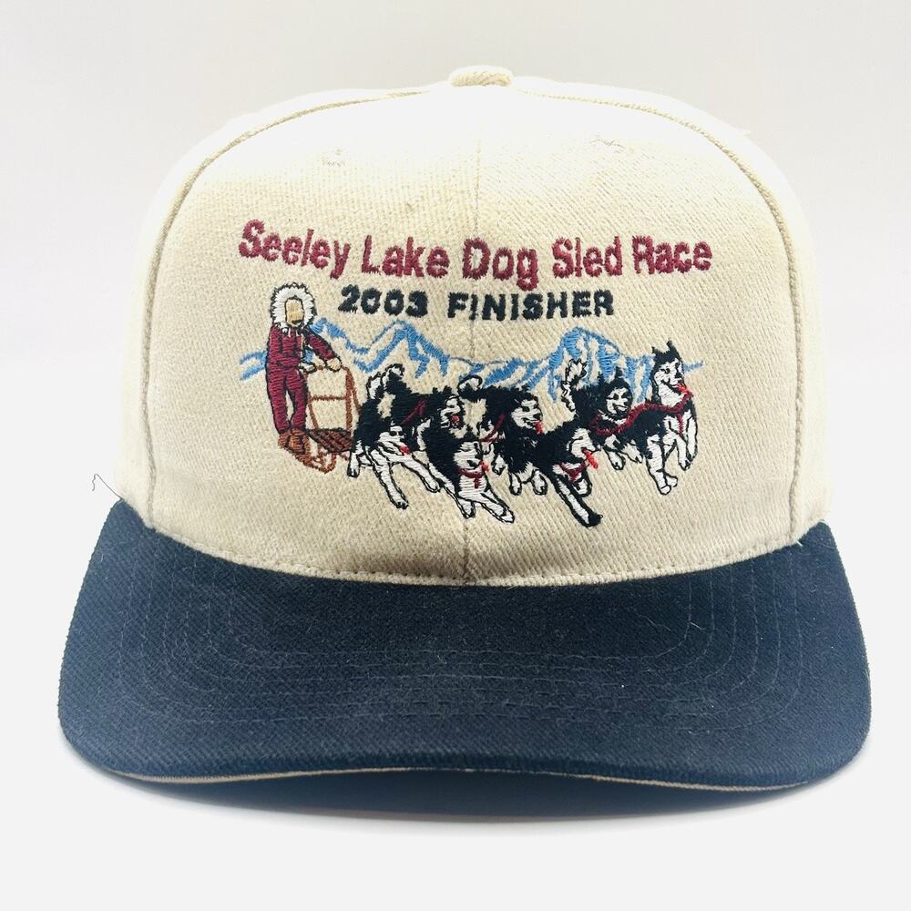 Vintage Hat Seeley Lake Dog Sled Race Embroidered Nature Rare Eskimo Strapback